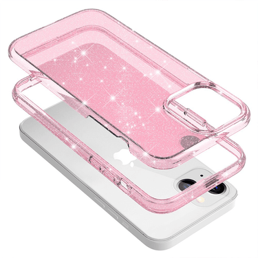 iPhone 15 Heavy Duty Shiny Glitter Clear Case Cover - Scratch Resistant, Wireless Charging Compatible, Screen & Camera Lens Protection - Transparent